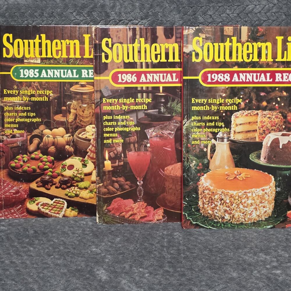 Southern Living Annual Recipes Lot 1985 1986 1988 Vintage Hardcover Cookbooks